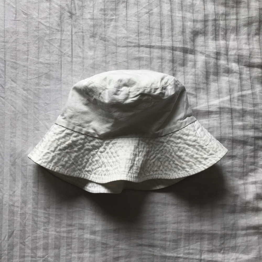 white bucket hat